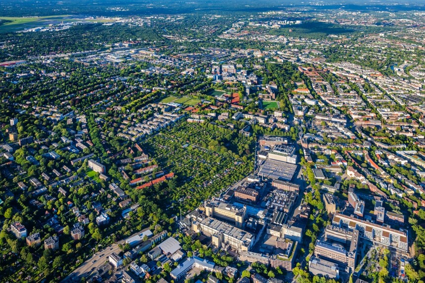 Aerial view of the Troplowitzstraße/Eimsbüttel industrial and business area