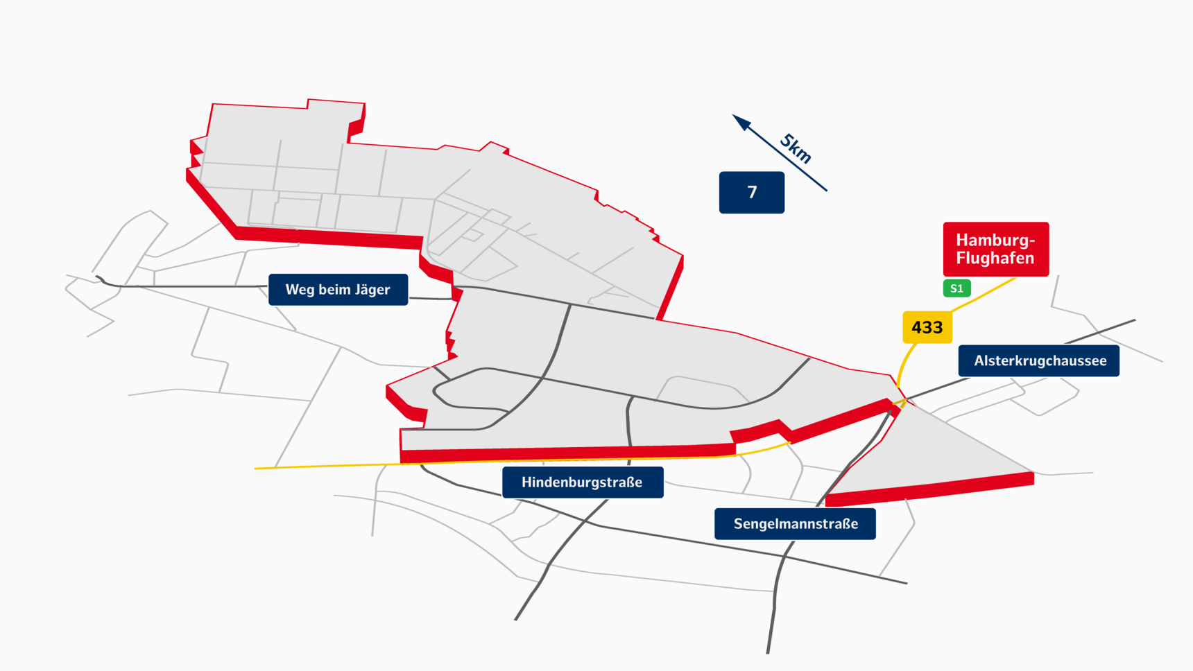 Infographic on traffic links in the souther airport environment area