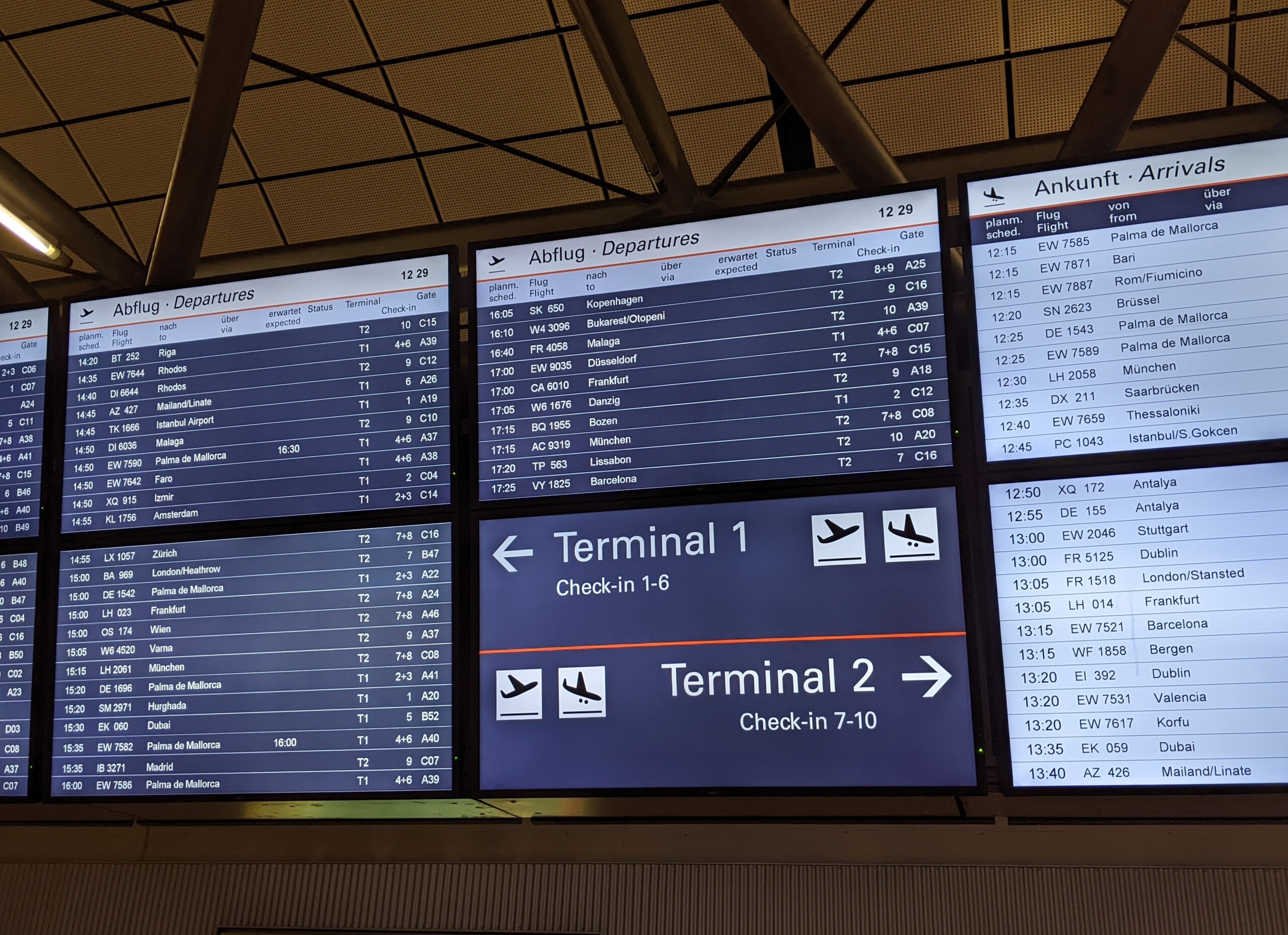 Arrivals and departures boards