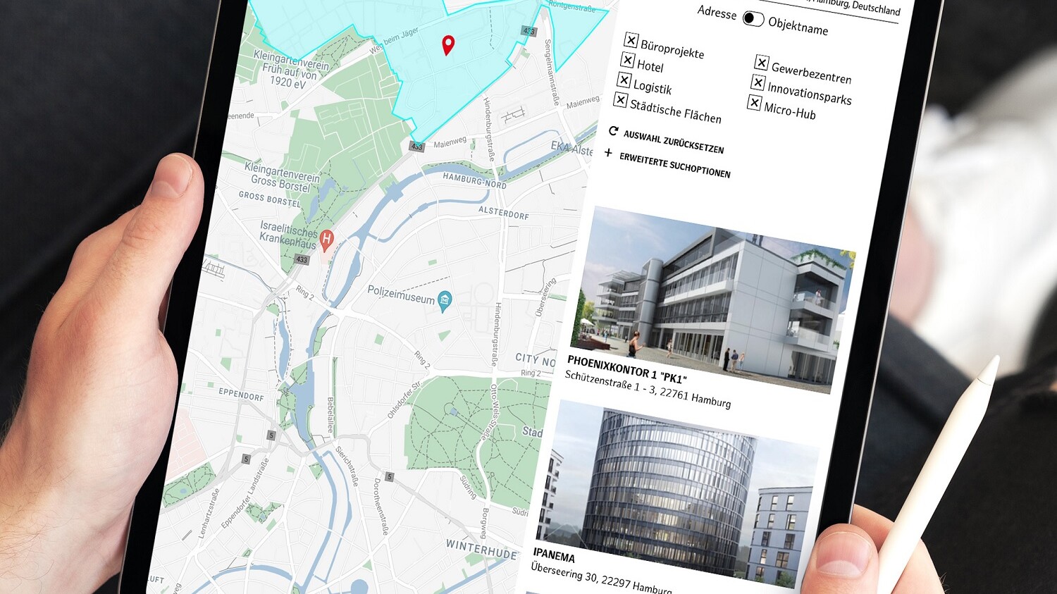 To the interactive map of the most important industrial locations in Hamburg