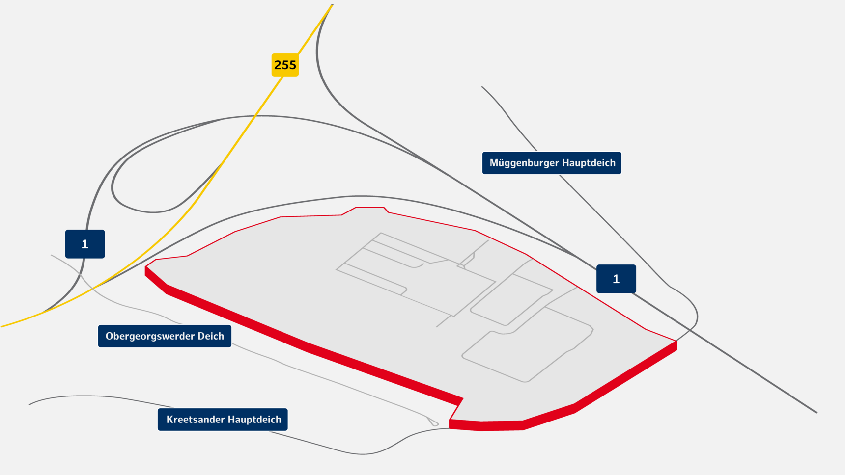 Infographic on traffic links in the Obergeorgswerder industrial and commercial area industrial area