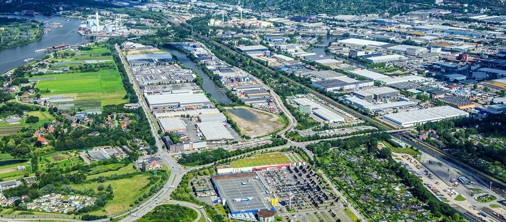 Aerial view of the Billbrook/Rothenburgsort industrial estate