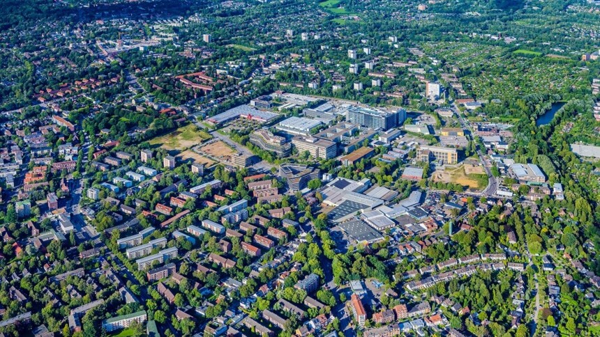 Aerial view Bramfeld industrial area