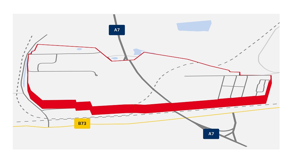 Infographic on traffic links in the Hausbruch/Bostelbek industrial and commercial area