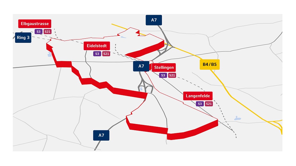 Infografik zur Verkehrsanbindung des Gewerbe- und Industriestandortes Schnackenburgallee